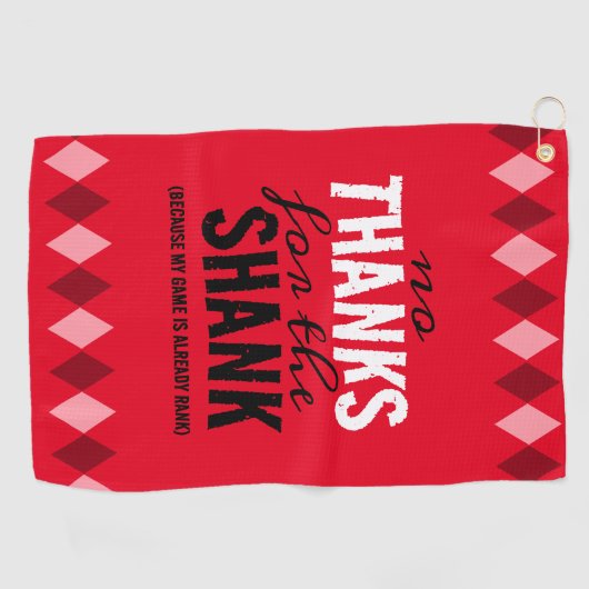 Funny Red Argyle Geen Bedankt voor de Shank Golfhanddoek (Horizontaal)