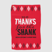 Funny Red Argyle Geen Bedankt voor de Shank Golfhanddoek (Voorkant)