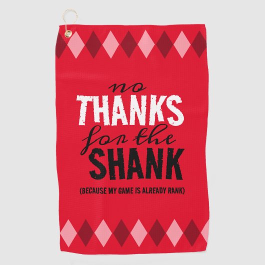 Funny Red Argyle Geen Bedankt voor de Shank Golfhanddoek (Voorkant)