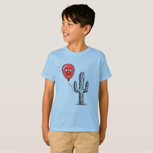 Funny Red Balloon Floating Near Prickly Cactus T-shirt (Voorkant volledig)