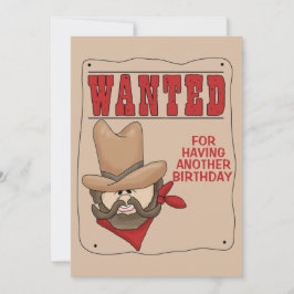 Funny Red Beige Gezocht Poster Birthday Uitnodigin Kaart