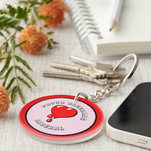 Funny Red Bleeding Heart Liberal Pop Art Sleutelhanger (Voorkant Rechts)
