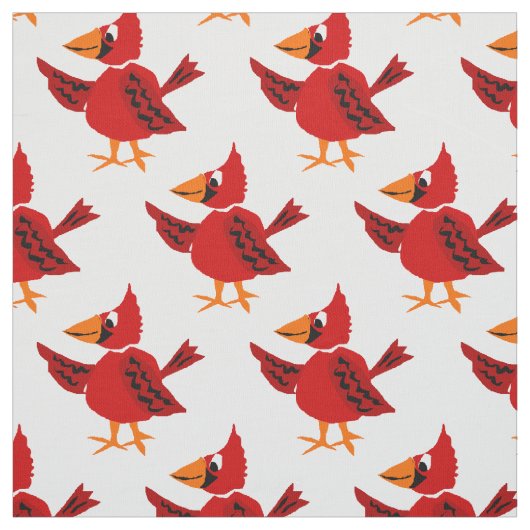 Funny Red Cardinaal Bird Artwork Stof (Swatch)