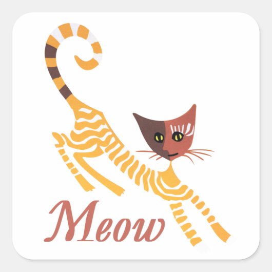 Funny red cat vierkante sticker (Voorkant)