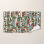 FUNNY RED CHRISTMAS ELVES, HOLLYBERRIES, MISTLETOE BAD HANDDOEK (Handdoek)