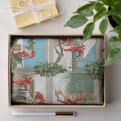 FUNNY RED CHRISTMAS ELVES, HOLLYBERRIES, MISTLETOE TISSUEPAPIER (Geschenk)