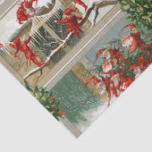 FUNNY RED CHRISTMAS ELVES, HOLLYBERRIES, MISTLETOE TISSUEPAPIER (Detail)