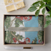 FUNNY RED CHRISTMAS ELVES, HOLLYBERRIES, MISTLETOE TISSUEPAPIER (Geschenk)