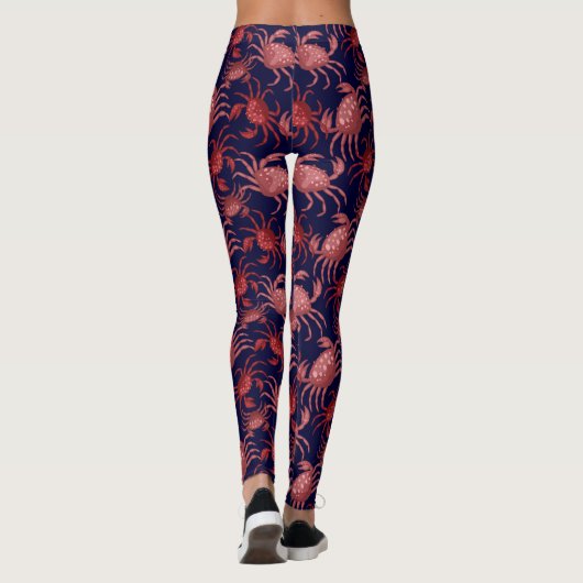 Funny Red Crab, Crawfish Nautical Ocean Leggings (Achterkant)
