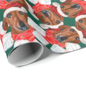Funny Red Dachshund-kerstpatroonpatroon Cadeaupapier (Rol Hoek)