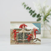 FUNNY RED ELVES EN CHRISTMAS DECOR MET ICLES FEESTDAGENKAART (Staand voorkant)