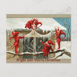 FUNNY RED ELVES EN CHRISTMAS DECOR MET ICLES FEESTDAGENKAART