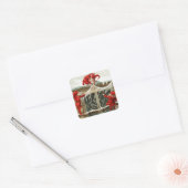 FUNNY RED ELVES EN CHRISTMAS DECOR MET ICLES VIERKANTE STICKER (Envelop)
