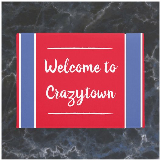 Funny Red en Blue Crazy Town door Mat