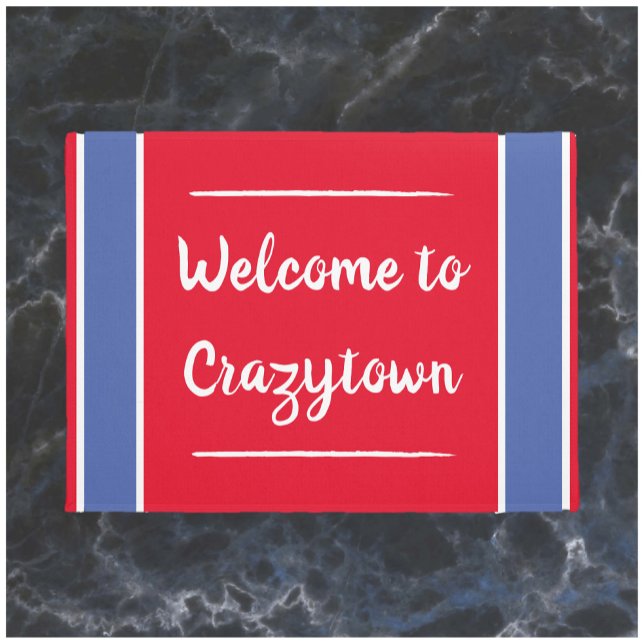 Funny Red en Blue Crazy Town door Mat (Creator heeft geüpload)