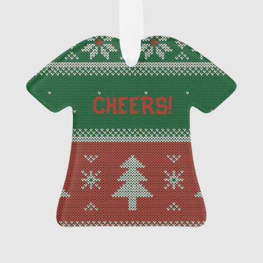 Funny Red en Green Ugly Sweater Cheers Ornament (achterkant)