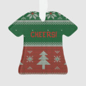 Funny Red en Green Ugly Sweater Cheers Ornament (voorkant)