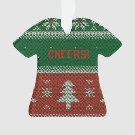 Funny Red en Green Ugly Sweater Cheers Ornament