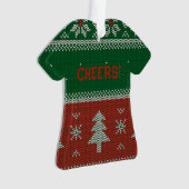 Funny Red en Green Ugly Sweater Cheers Ornament (voorkant)