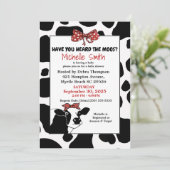 Funny Red en Koe Print Baby Shower-uitnodigingen Kaart (Staand voorkant)