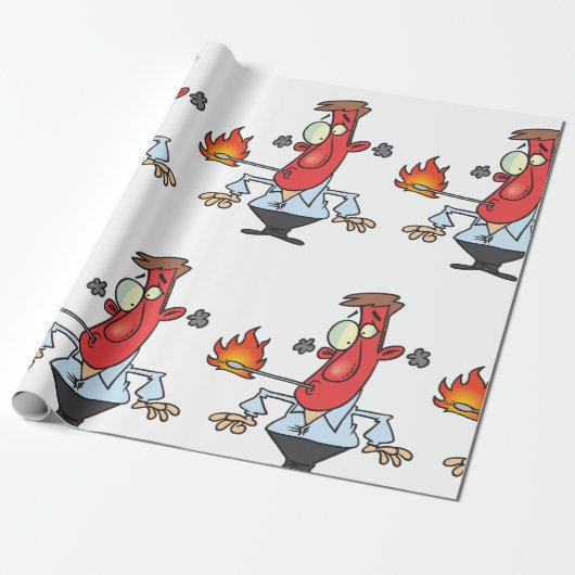 Funny Red Face Man with Thermometer Fever Cadeaupapier (Uitgerold)