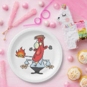 Funny Red Face Man with Thermometer Fever Papieren Bordje (Feest)