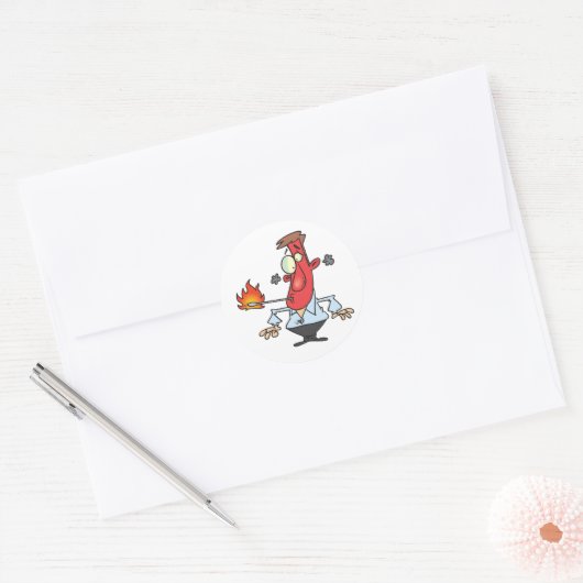 Funny Red Face Man with Thermometer Fever Ronde Sticker (Envelop)