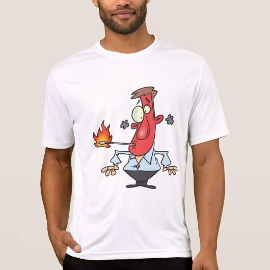 Funny Red Face Man with Thermometer Fever T-shirt (Voorkant)