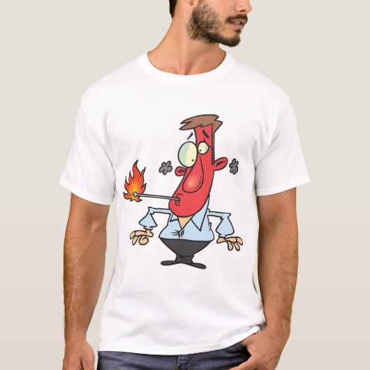 Funny Red Face Man with Thermometer Fever T-shirt (Voorkant)