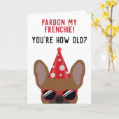 Funny Red Fawn French Bulldog Birthday Kaart (Gele Bloem)