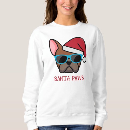 Funny Red Fawn Frenchie Santa Paws Kerstmis Trui (Voorkant)