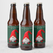 Funny Red Gnome kerst Bier Etiket (Flessen)