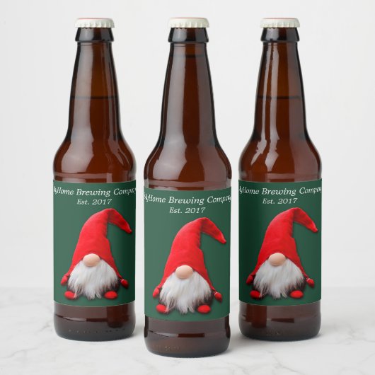 Funny Red Gnome kerst Bier Etiket (Flessen)