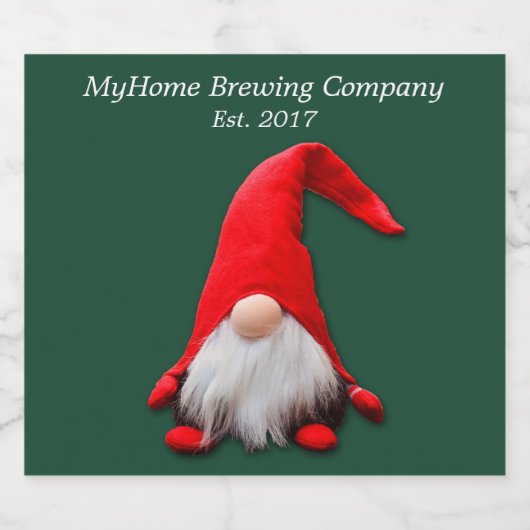 Funny Red Gnome kerst Bier Etiket (Enkel label)