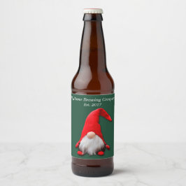 Funny Red Gnome kerst Bier Etiket