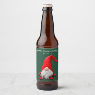 Funny Red Gnome kerst Bier Etiket