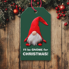 Funny Red Gnome kerst Cadeaulabel