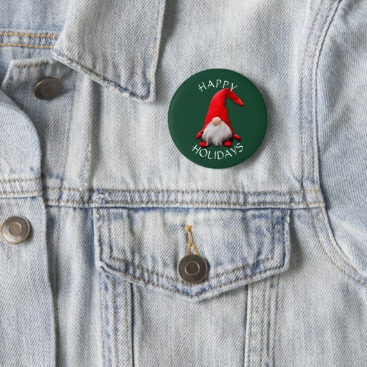 Funny Red Gnome kerst Ronde Button 5,7 Cm (In situ)