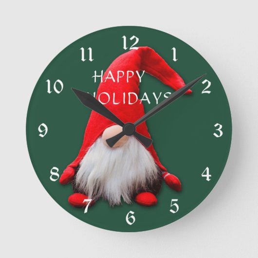 Funny Red Gnome kerst Ronde Klok (Voorkant)