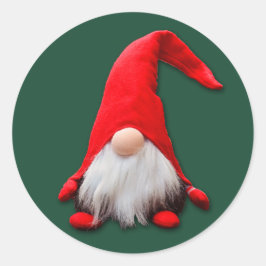 Funny Red Gnome kerst Ronde Sticker