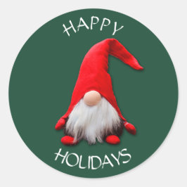 Funny Red Gnome kerst Ronde Sticker
