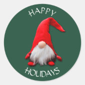 Funny Red Gnome kerst Ronde Sticker (Voorkant)