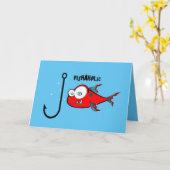 Funny Red Graphic Fishaholic Mannen Design Kaart (Gele Bloem)
