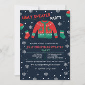 Funny Red Green Ugly Christmas Sweater Party Kaart (Voorkant)