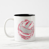Funny Red Grey Volleyball Design - Gift for Coach Tweekleurige Koffiemok (Links)