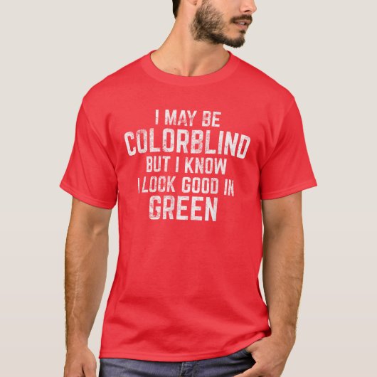Funny Red - Groene kleurenblindheid T-shirt (Voorkant)