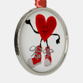 Funny Red Heart in Sneakers Cartoon Metalen Ornament (Rechts)