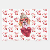 Funny Red Hearts Beagle Hondenliefhebber Valentijn Inpakpapier Vel (Voorkant)