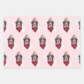 Funny Red Hearts Bernese Hondenliefhebber Valentij Inpakpapier Vel (Voorkant 2)