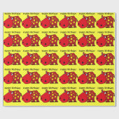 Funny Red Hippo Birthday Gift Wrap Cadeaupapier (Vlak)